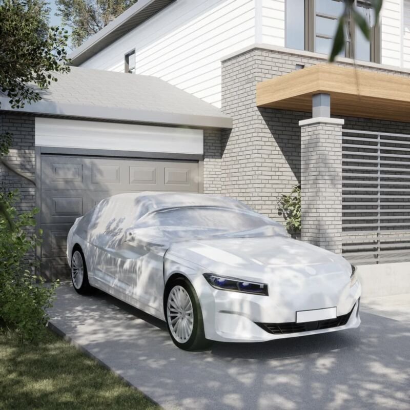 Thumbnail - Autoabdeckung Halbgarage mit Haken Silbern xl peva Vidaxl