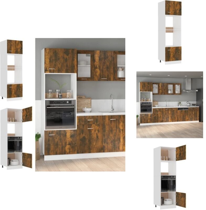 Mikrowellenumbauschrank Räuchereiche 60x57x207 cm Holzwerkstoff - Küchenmöbel - Holzschrank - Hängeschrank - Küche Organ...