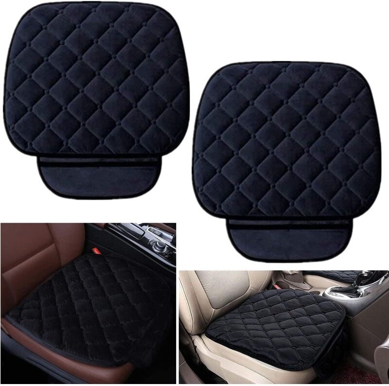 Autositzkissenbezug aus Samt für Rücksitzlehne, Fahrzeugsitzschutzmatte, Haustierschutz (2 Vordersitze, schwarz)