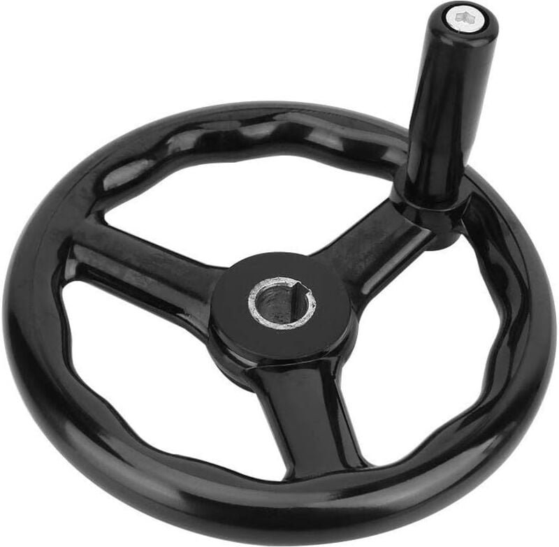 Lntyq 20018mm Anti-Rutsch 3-Speichen Drehmaschine Handrad mit Griff für Maschine Werkzeug Schwarz