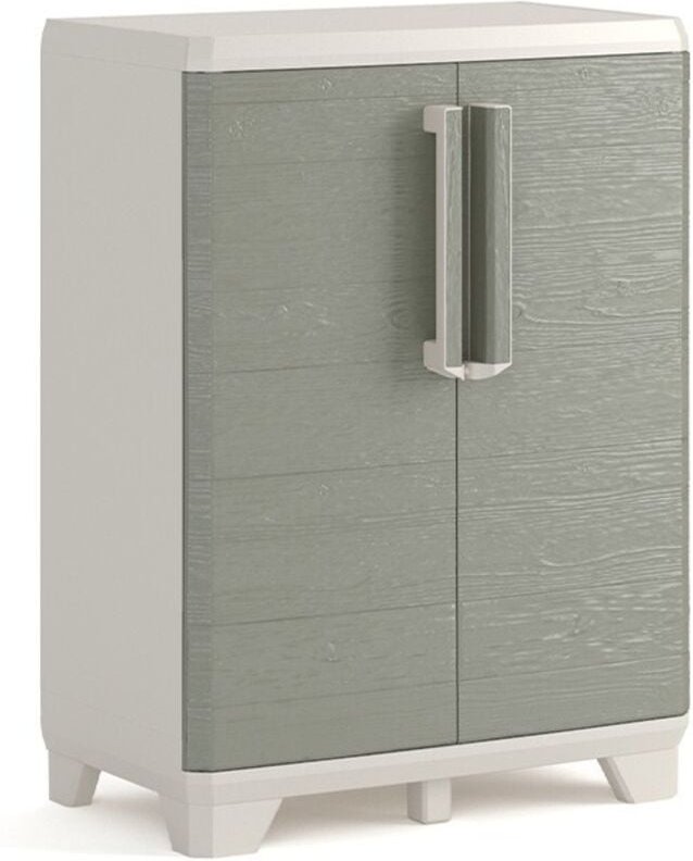 Keter Niedriger Schrank mit Holzmaserung – ISTA 6 – 68 x 39 x 97 H