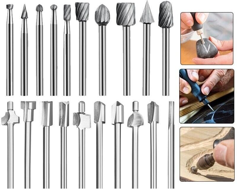 HSS-Fräser, 20 Stück, 3 mm, 1/8 Zoll, Hochgeschwindigkeitsstahl-Fräser, Holzbearbeitungsfräser, Zubehör-Set, Fräser für ...