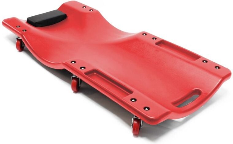 Xpotool - Kfz Montageliege 91x42,5x11,5 cm bis 100 kg aus Kunststoff, Rollbrett mit abnehmbarer Kopfstütze & 2 Werkzeugf...