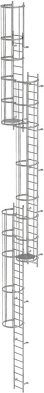 Günzburger Steigtechnik - mehrzügige Steigleiter mit Rückenschutz (Maschinen) Edelstahl 15,2 m - 530246