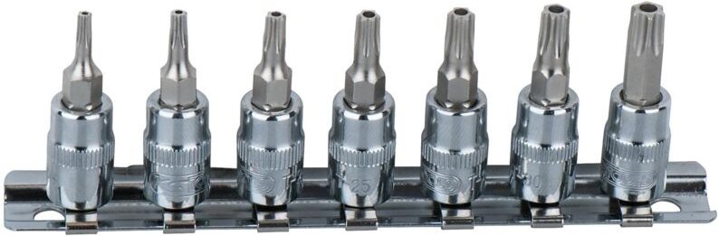 1/4' CHROMEplus Bit-Stecknuss-Satz Torx, Bohrung, 7-tlg TB10-TB40