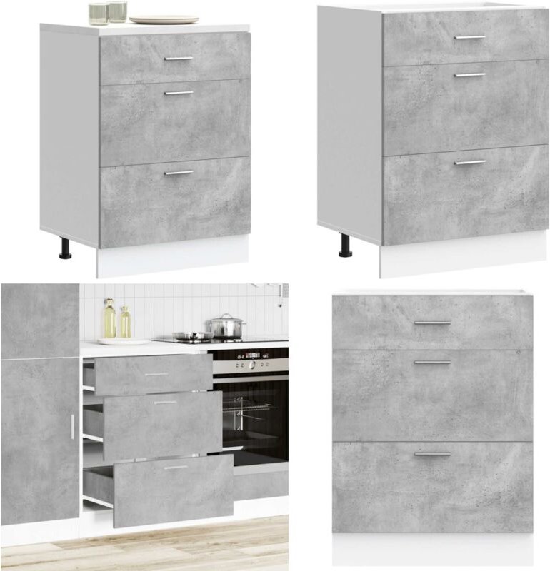 Küchenunterschrank Betongrau Holzwerkstoff - Vidaxl