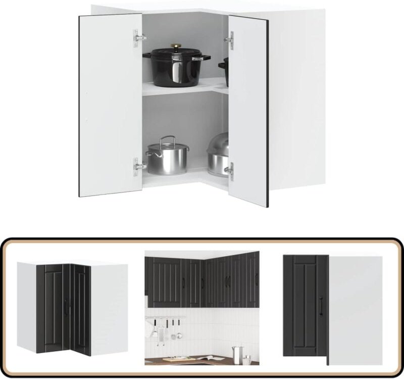 Küchen-Eckhängeschrank Lucca Schwarz Holzwerkstoff - Vidaxl