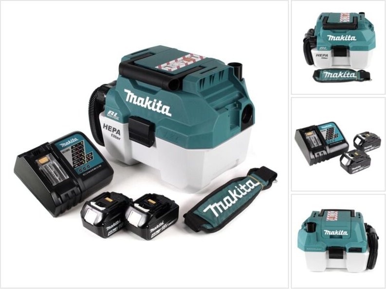 Makita - dvc 750 LRMX3 Akku Staubsauger Nass und Trockensauger 18 v tragbar + 2x 4,0 Ah Akku und Lader- ohne Zubehör
