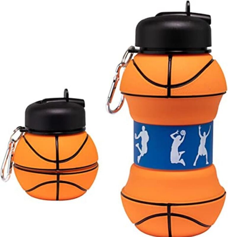 Thumbnail - Faltbare faltbare Wasserflasche mit Saugdüse, wiederverwendbare auslaufsichere faltbare Wasserflasche, Basketballform fü...