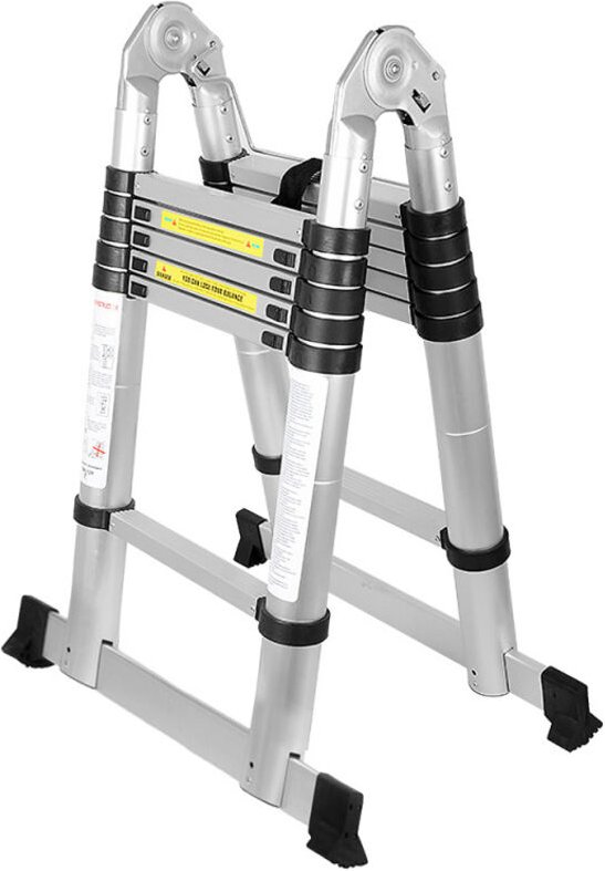 Thumbnail - Teleskopleiter Stehleiter Mehrzweckleiter Klappleiter bis 150kg Multifunktionsleiter 1.9+1.9m 3.8M - Swanew