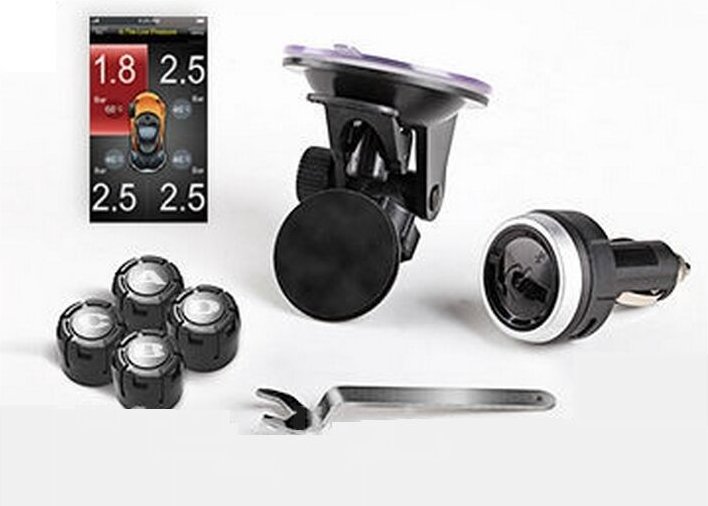 SPY - TPMS-Reifendrucksensoren zur Steuerung über ein Smartphone mit 4 externen Sensoren