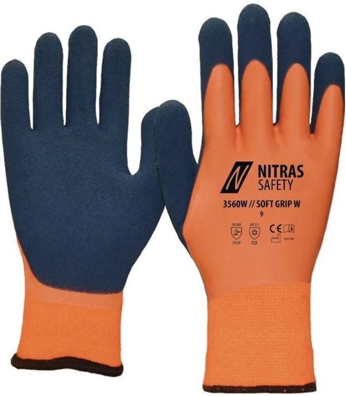 Nitras - Kälteschutzhandschuhe soft grip w Größe 11 orange/dunkelblau en 388, en 511 PSA-Kategorie ii