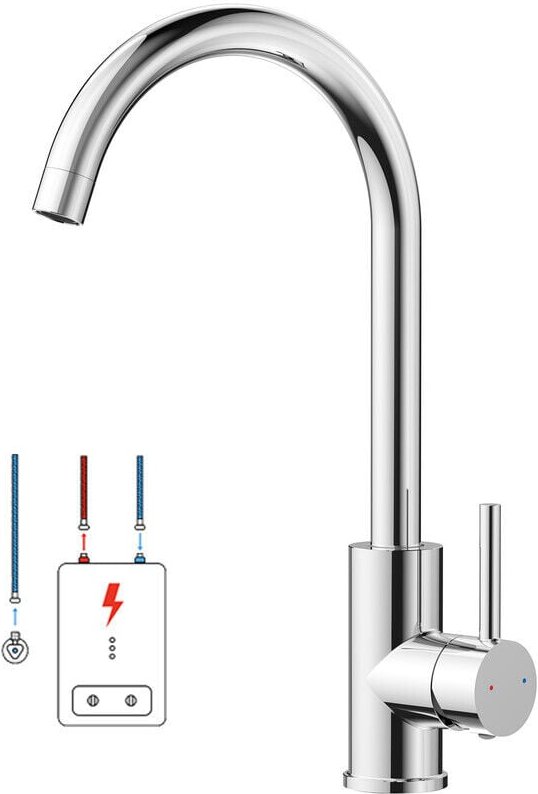 Auralum - Niederdruck Wasserhahn Küche Armatur aus Messing, 360° Schwenkbar Küche Mischbatterie Einhebelmischer für Kalt...