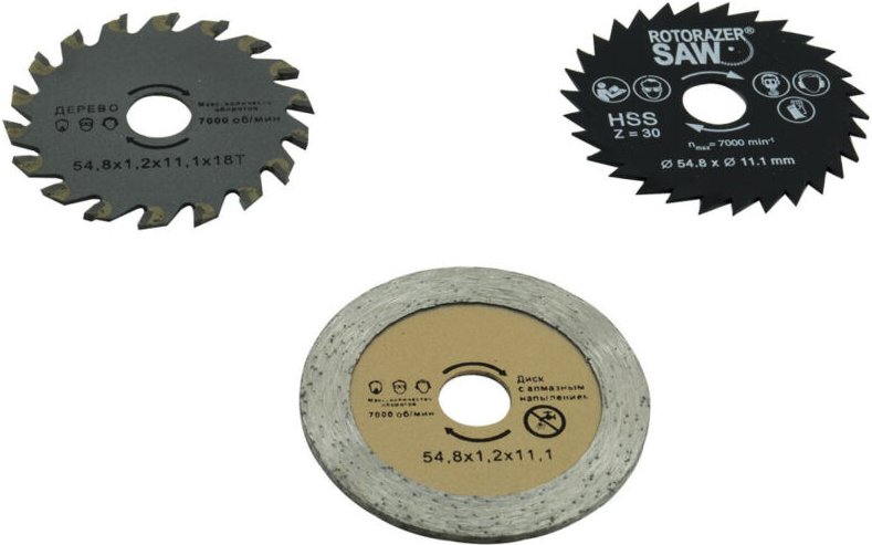 Trade Shop - holzschneide-scheiben pvc kunststoff mini kreissäge 3 Stück Ø54.8mm Ø11.1mm -