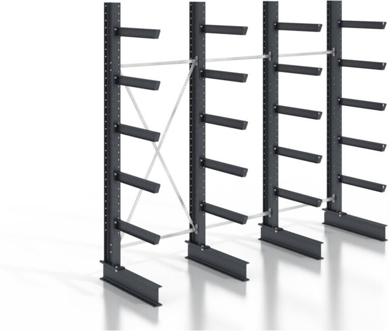 Kragarmregal schraubbar einseitig 3 Felder mit 5 Ebenen 3840x3550x800mm - Stier