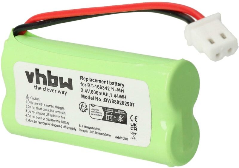 Vhbw - Akku kompatibel mit V-Tech BT-166342, BT183342, BT-183342, BT262342, BT-262342 schnurlos Festnetz Telefon (600mAh...