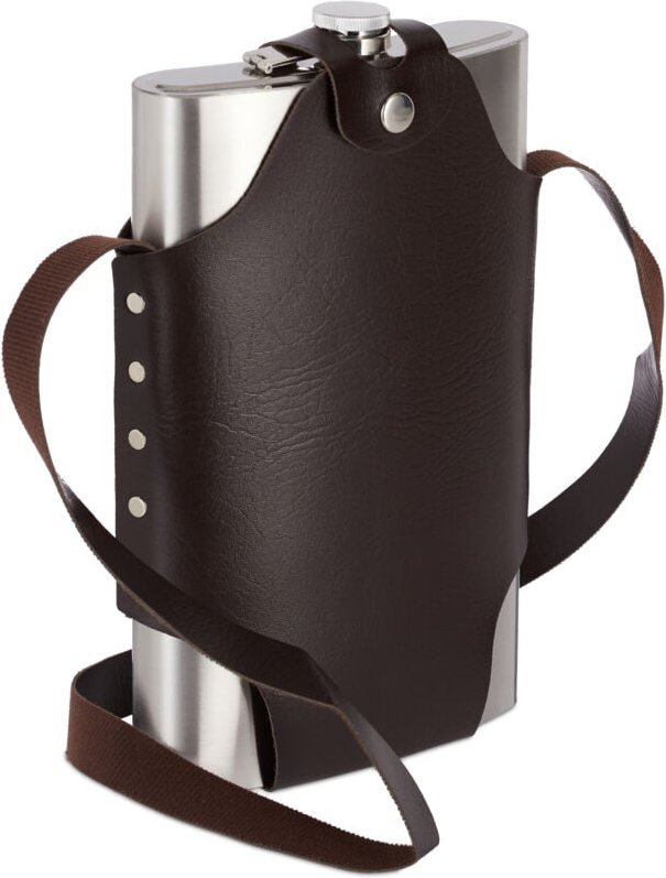 2 x Flachmann aus Edelstahl, xxl, hochwertige Taschenflasche zum Umhängen, 1,8l Fassungsvermögen, Partyspaß, silber