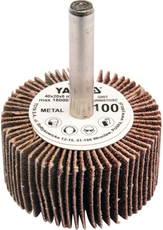 Fächerschleifscheibe mit Schaft 40x20x6 p60 / YT-83352 / YATO