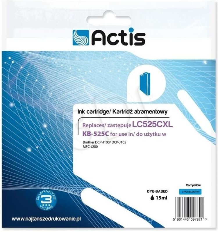 Thumbnail - ACTIS KB-525C - Brother LC525C Ersatz-Tintenpatrone (blau, 15 ml)