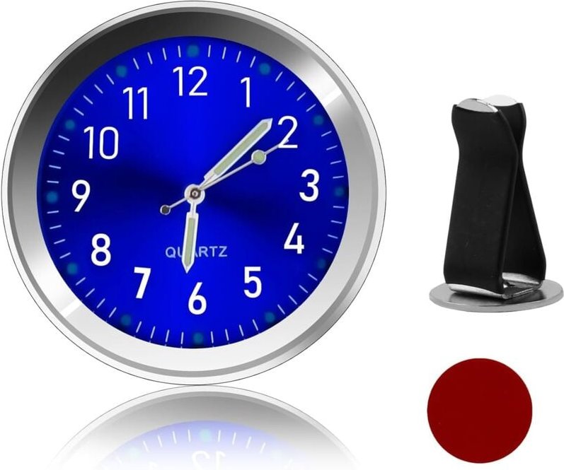 Runde Autouhr, leuchtende Quarzuhr, Mini-Armaturenbrettuhr mit Lüftungsclip, universelle selbstklebende Uhr für Auto, Au...