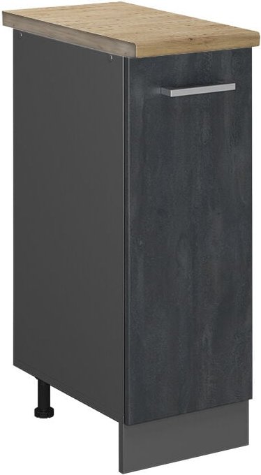 Vicco - Apothekerschrank R-Line, Schwarz Beton, 30 cm ap Eiche