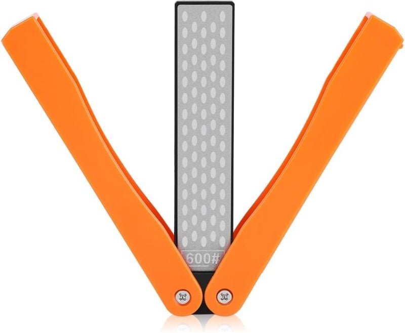 Alovez - Messerschärfer mit Körnung 400/600, faltbarer doppelseitiger Diamant-Schleifstein für Camping im Freien