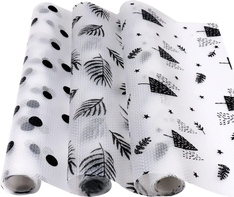 Küchenschubladenmatte, 45 x 120 cm, 3 Rollen, Schrankpapier, nicht klebend, Eva, rutschfest, für Schubladen, Kühlschränk...