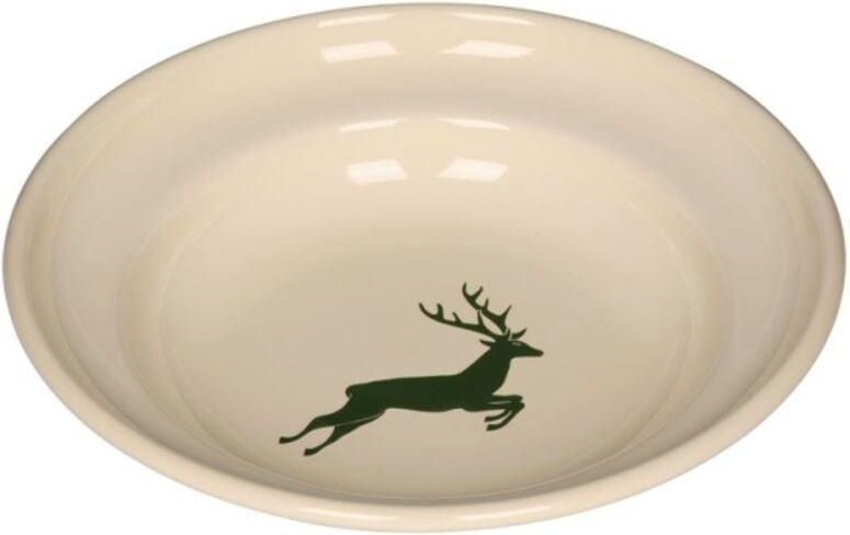 Riess Teller tief Ø22cm Emaille Country Hirsch grün
