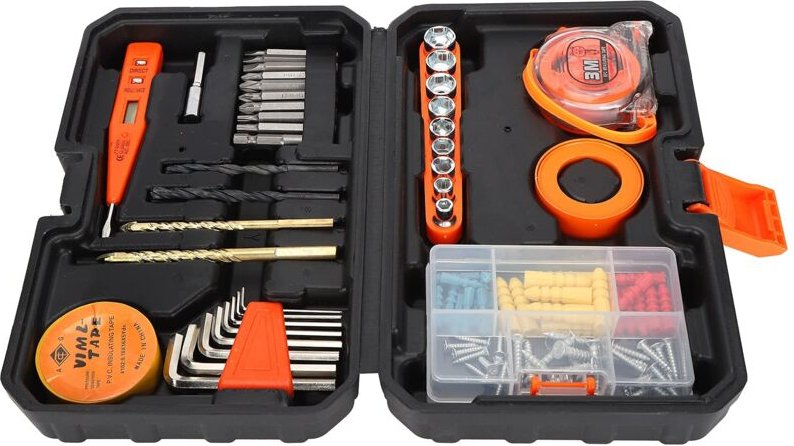 Handwerkzeug-Set, Reparatur-Werkzeug-Set, Chrom-Vanadium-Stahl + hochfester Kunststoff-Reparatur-Werkzeugkasten für die ...
