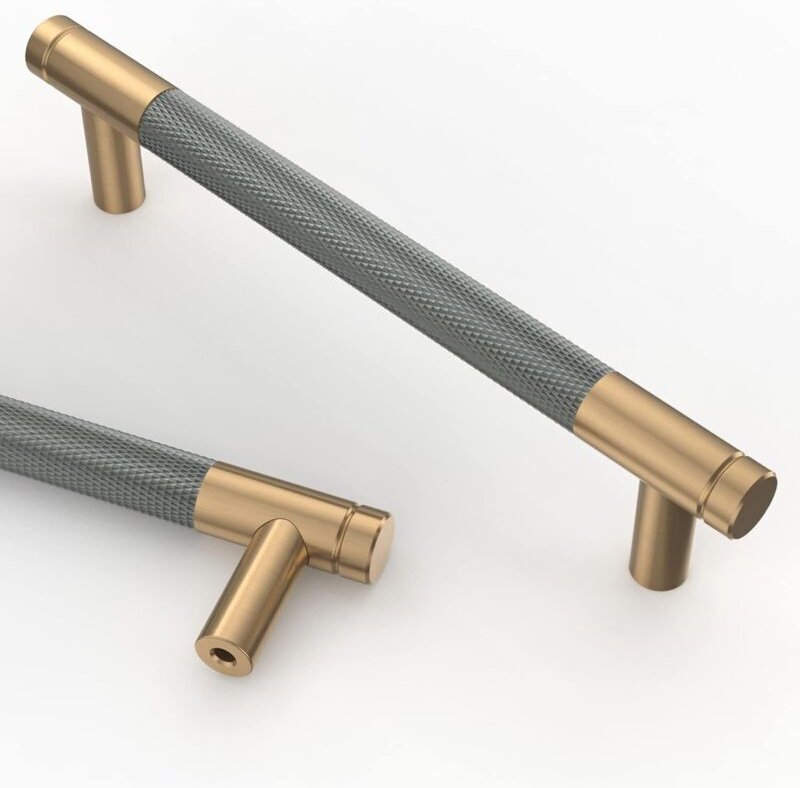 10 Stück Küchenschrankgriffe Graugold 128 mm Möbelgriffe aus Goldlegierung mit Schrauben, für Schreibtische, Schubladen,...