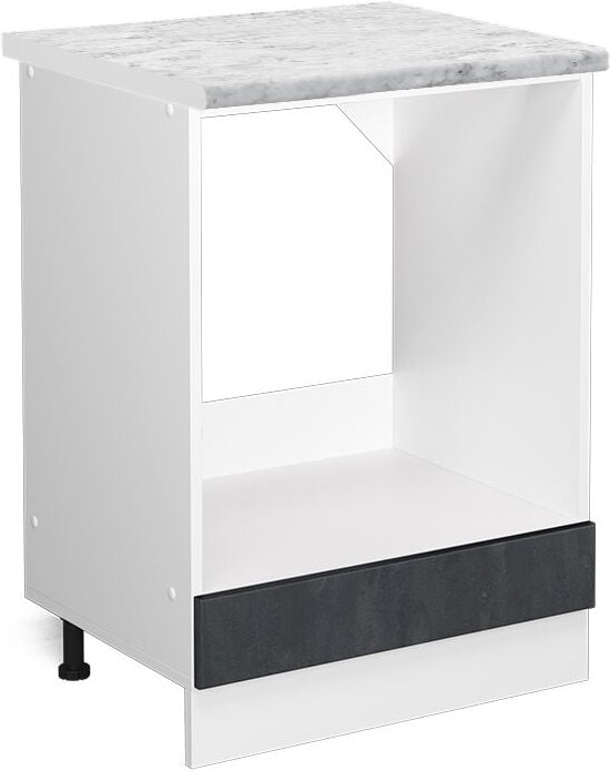 Vicco - Herdumbauschrank R-Line, Schwarz Beton, 60 cm ap Marmor