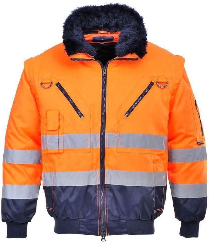 Portwest - 3-in-1-Pilotenjacke mit hoher Sichtbarkeit Orange/Marine 3XL