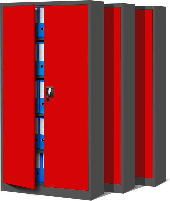 3er Set Aktenschrank C001 Metallschrank Stahlschrank Werkzeugschrank Büroschrank Lagerschrank Universalschrank Pulverbes...