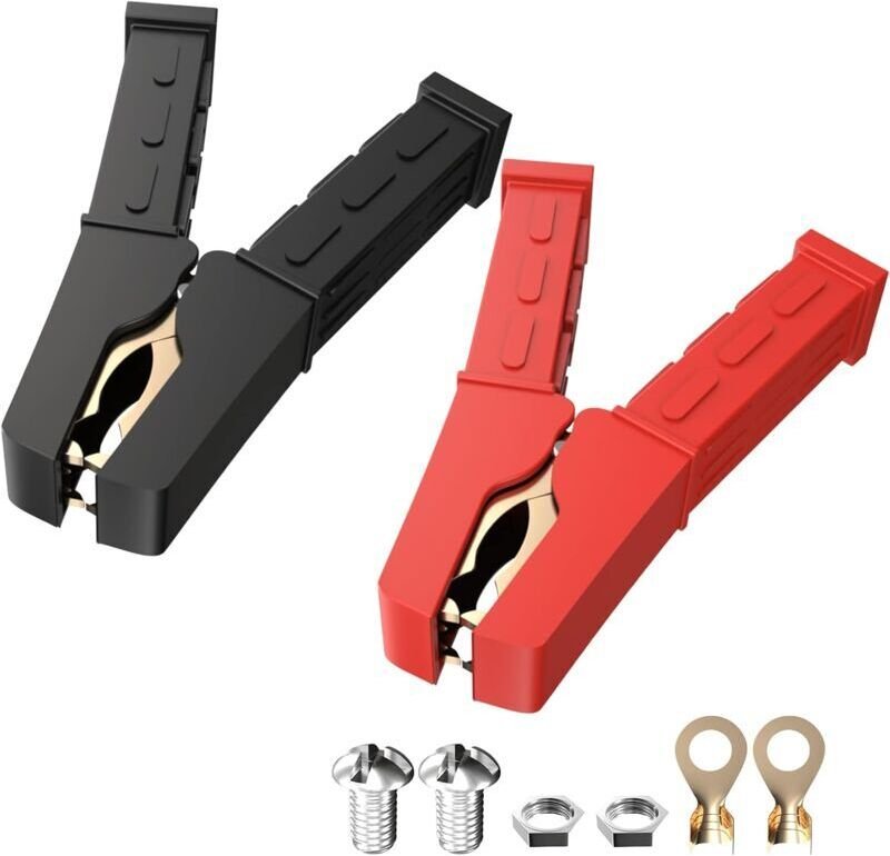 Hochleistungs-Krokodilklemmen aus reinem Kupfer, 500 a, Autobatterie-Ladeklemmen, 2 Stück, Batterie-Ersatz-Krokodilklemm...