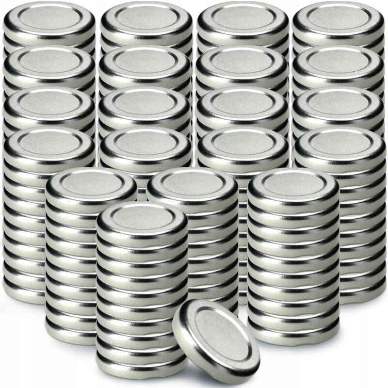 KADAX Schraubdeckel fi43 mm, Twist-Off-Deckel aus Metall, 200 Stück,Silber