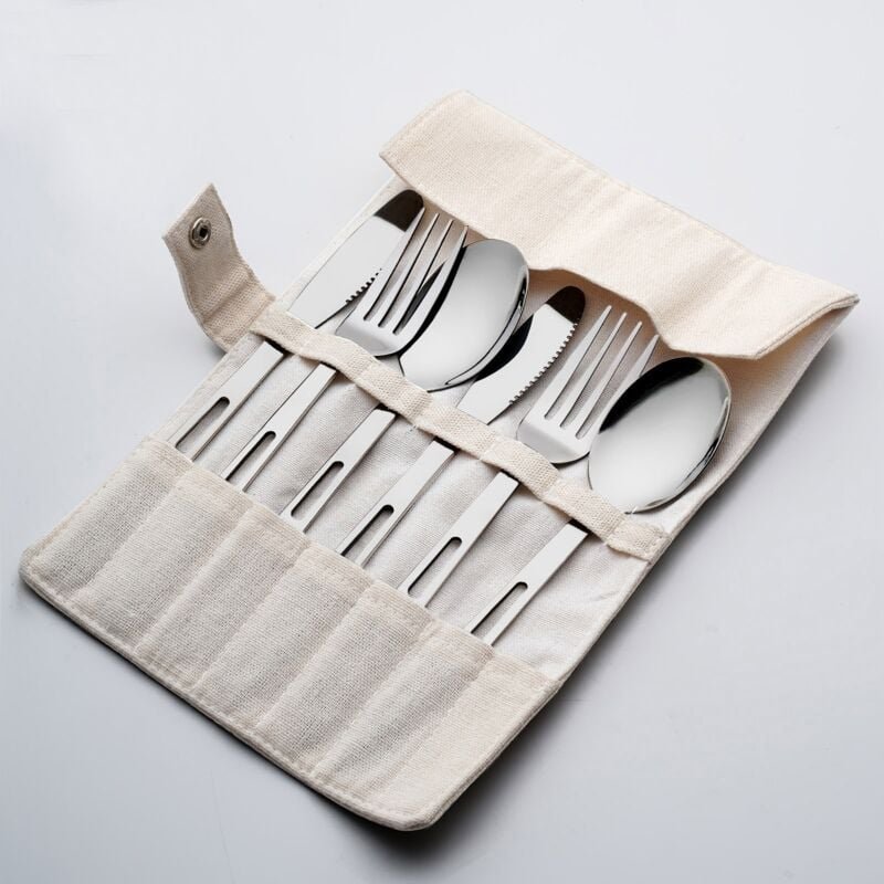 6-teiliges Besteckset aus Edelstahl, spülmaschinenfest, lässiger Stil