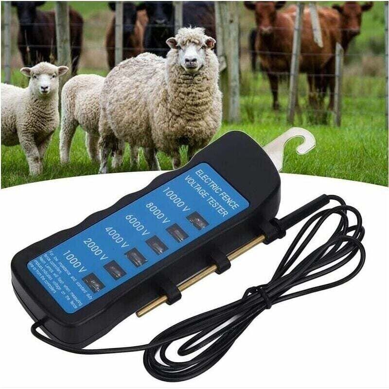Testeur de tension de clôture électrique portable avec 6 lumières pour détecter la tension de la clôture, idéal pour les...