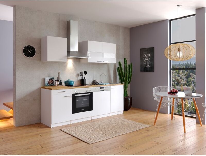 Thumbnail - Küche Küchenzeile Küchenblock Einbauküche Weiß Malia 220 cm Respekta