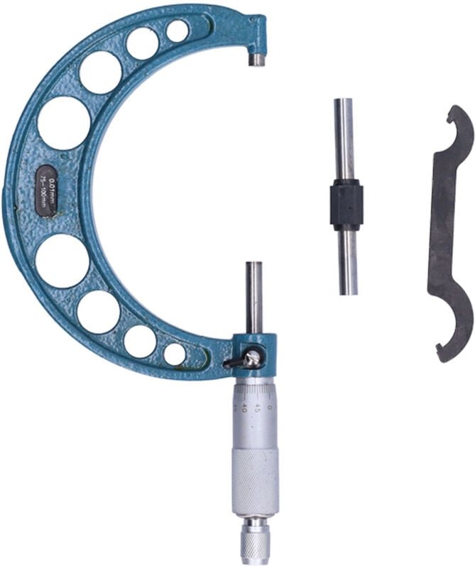 Außenmikrometer Edelstahl hohe Genauigkeitsdicke Messwerkzeug mit Schraubenschlüssel 0,01 mm75-100 mm - Eosnow