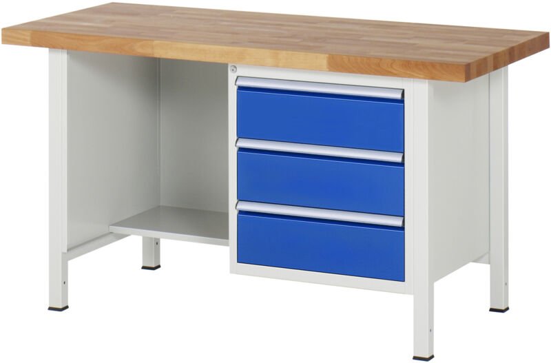 Werkbank höhenverstellbar 8452A2, B1500xT700xH840-1040mm, 3x Schublade-TA - RAU
