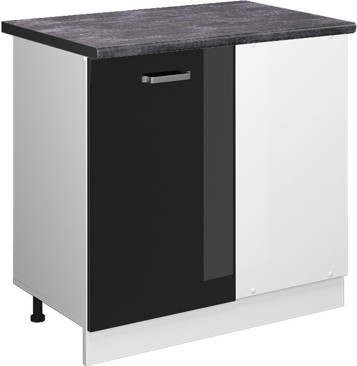 Vicco - Eckunterschrank R-Line, Schwarz Hochglanz, 86 cm, ap Anthrazit