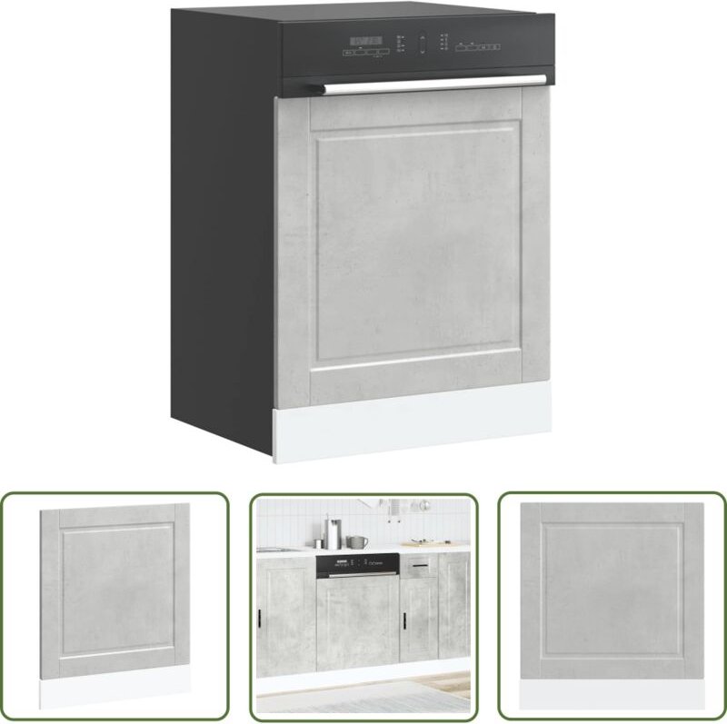 The Living Store - vidaXL Geschirrspülerblende Porto Betongrau 60x1,5x67 cm Holzwerkstoff