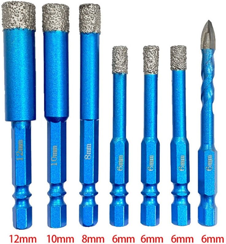 Trockenlöten Diamant-Öffnungsgerät Marmorfliese Offener Sechskantschaft Glas Perforierter Bohrer-Set