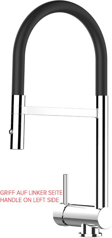 Thumbnail - Unterfenster Wasserhahn Vorfenster Umklappbar 6 CM Verchromt Kuechenarmatur mit 360 schwenkbarem schwarz Auslauf und abn...