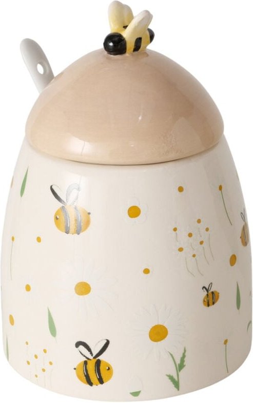 Keramikbehälter mit Deckel und Löffel honey, 445 ml
