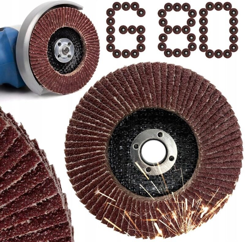 Fächerscheibe zum Schleifen, 125 mm, P80, GR80, Metall, Stahl, Holz