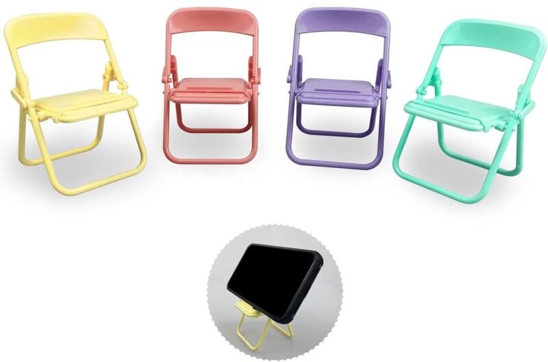 Lntyq 4er-Pack Mini-Handyhalter in Stuhlform, faltbar, niedlich, kreativ, Bonbonfarben, verstellbar, Dekoration für Hand...