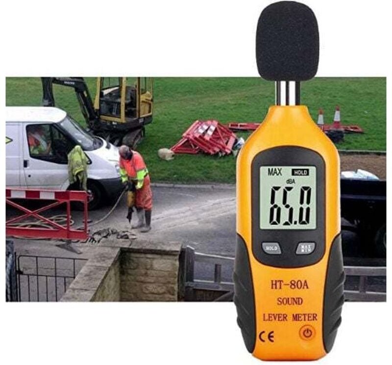 Professionelles Schallpegelmessgerät 30–130 dBA – Dezibelmessgerät mit hintergrundbeleuchtetem Display (Batterie im Lief...