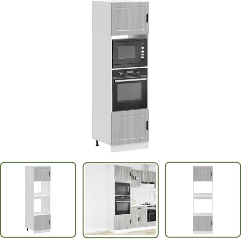 The Living Store - vidaXL Herdumbauschränke 2 Stk. Porto Grau Sonoma Holzwerkstoff