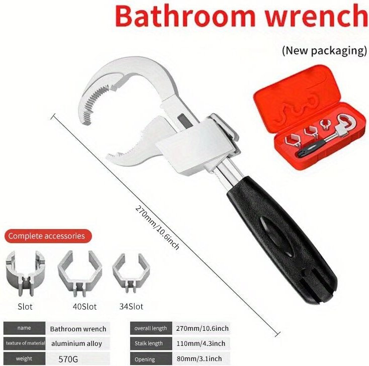 Universeller verstellbarer Schraubenschlüssel, Doppelendschlüssel, Aluminiumlegierung, Gabelschlüssel, Badezimmer-Sanitä...